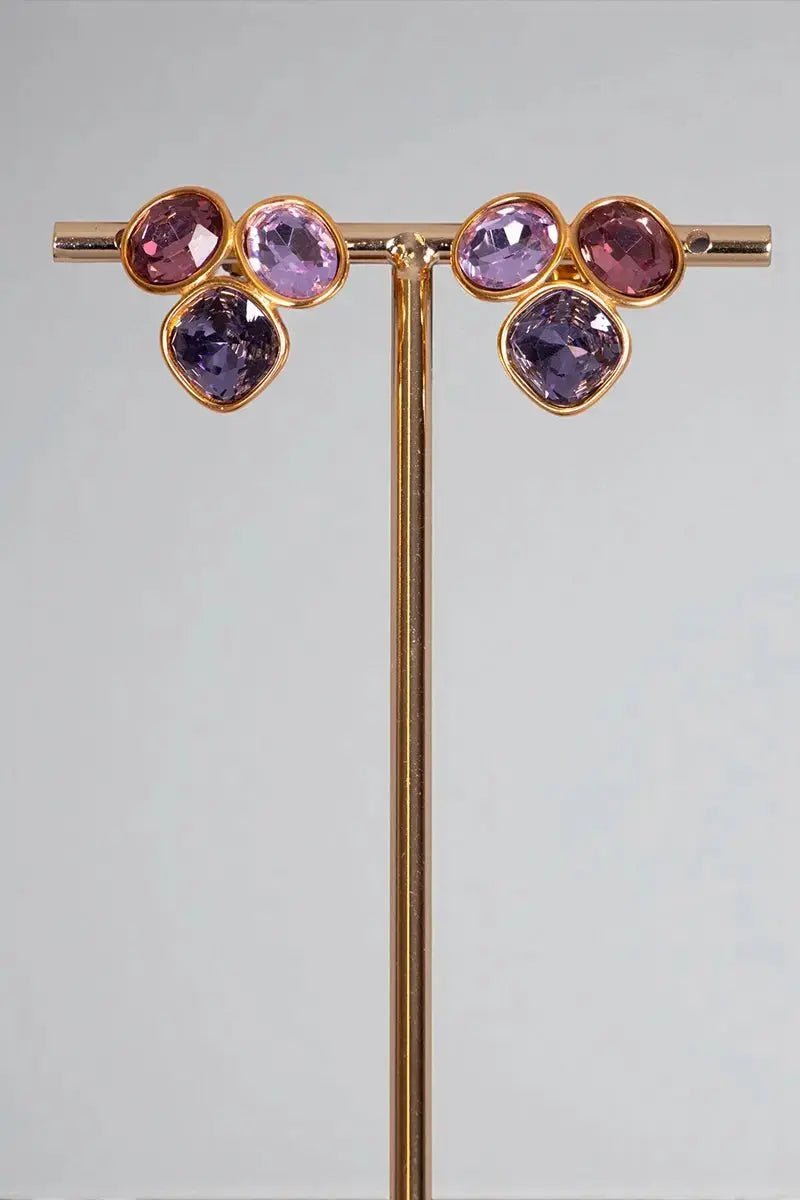 Mauve trefoil stud earrings