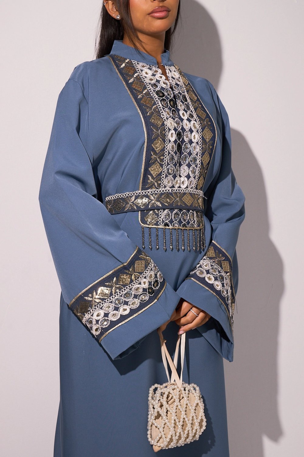 Abaya jouj alwan effet jean b strass zar9a