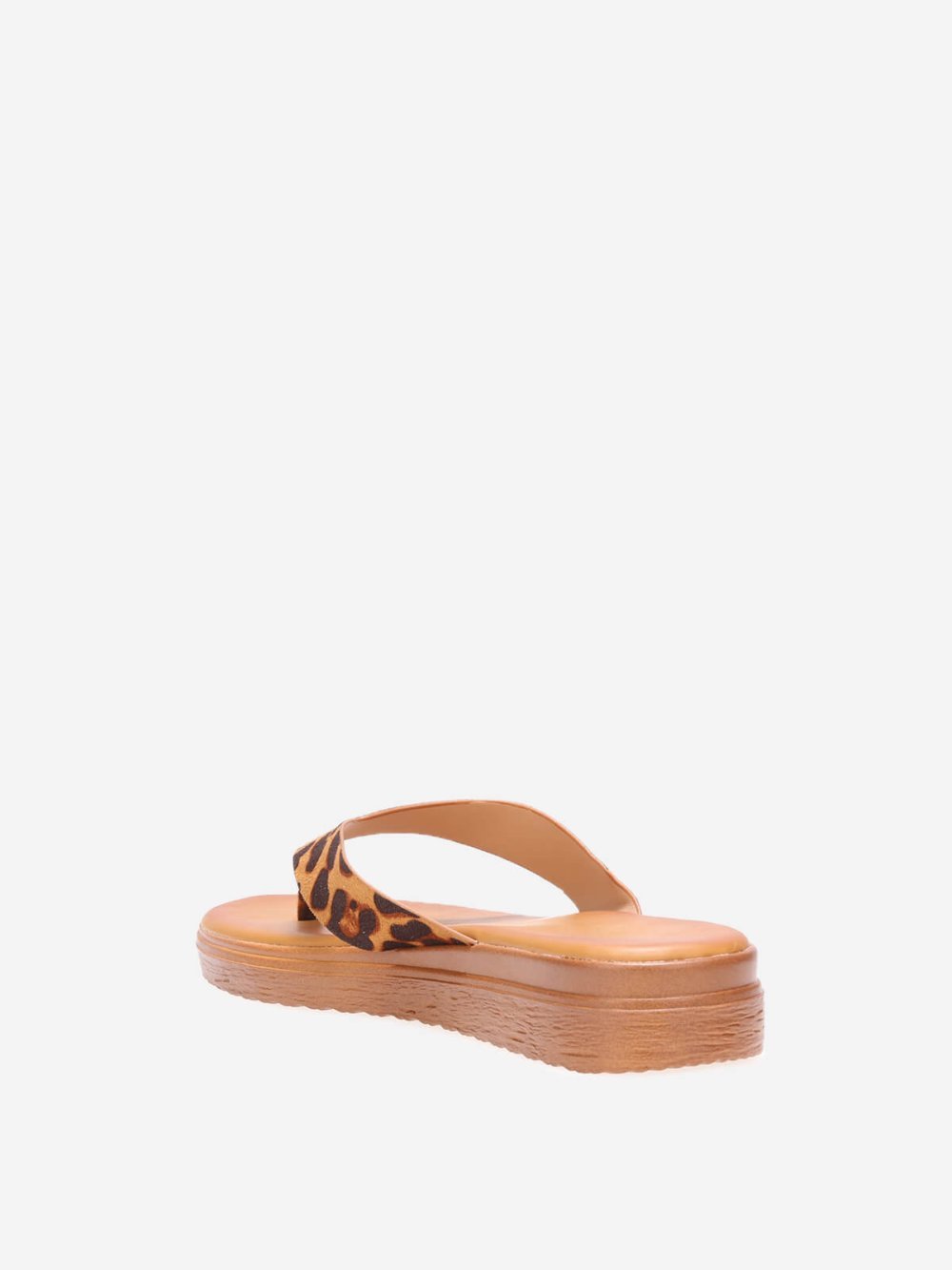 Tongs compensées léopard à bride en V
