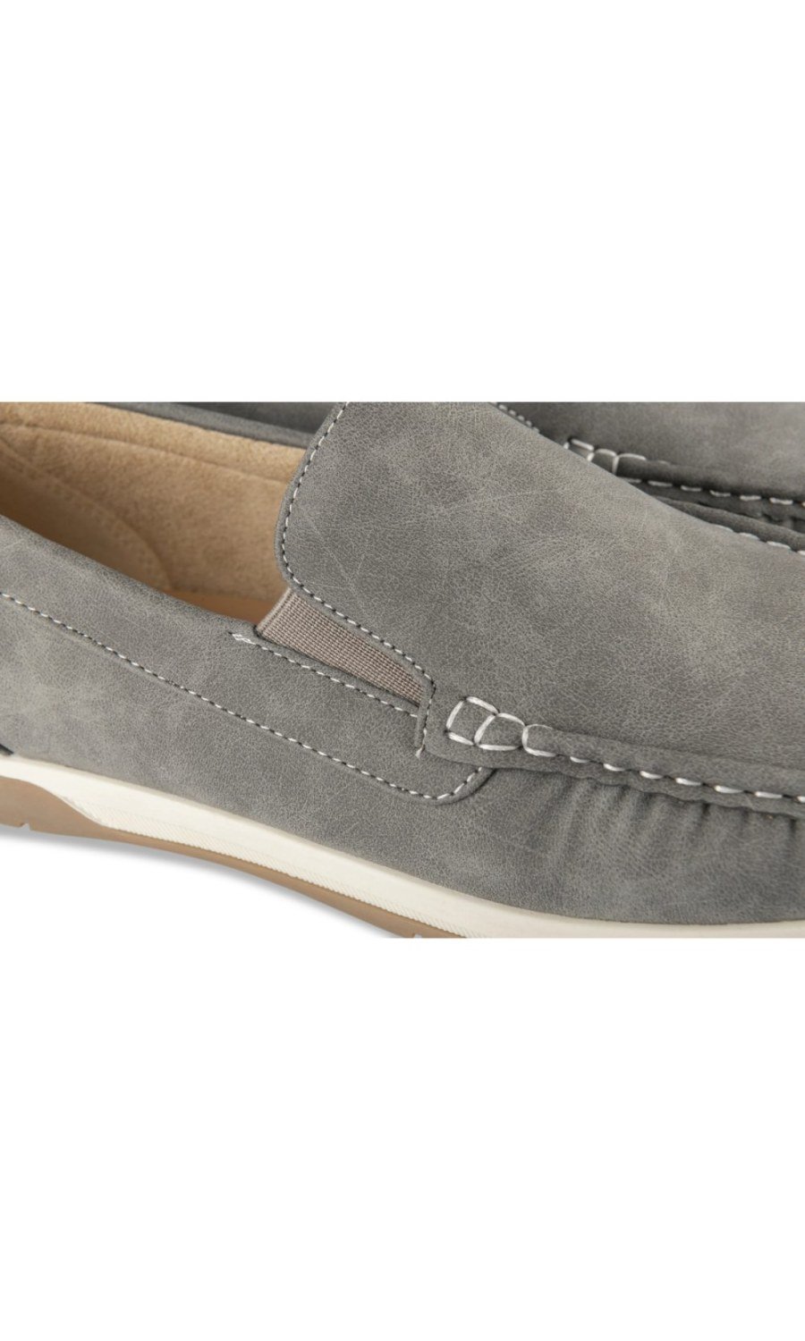 Grey loafers with two-tone sole