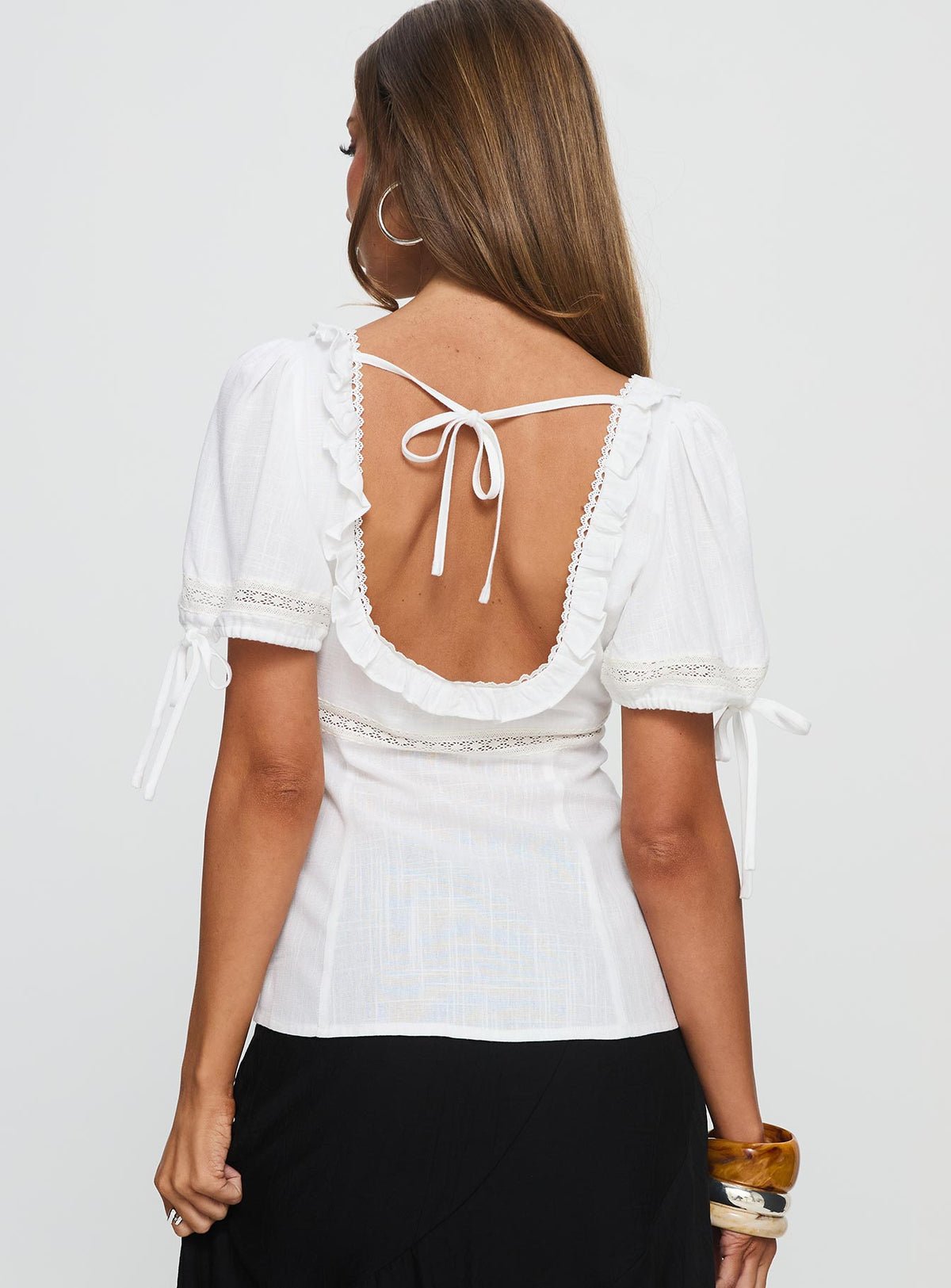 Pleated lace panel blouse