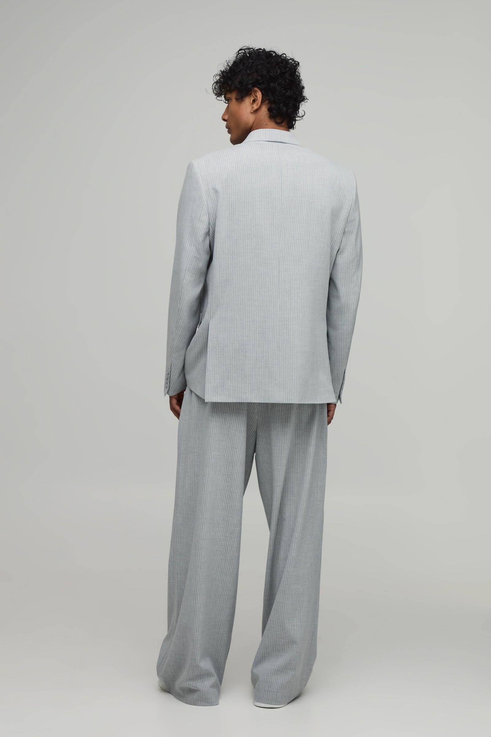 Veste De Costume Coupe Décontractée À Rayures Tennis Et Détail Fermoir