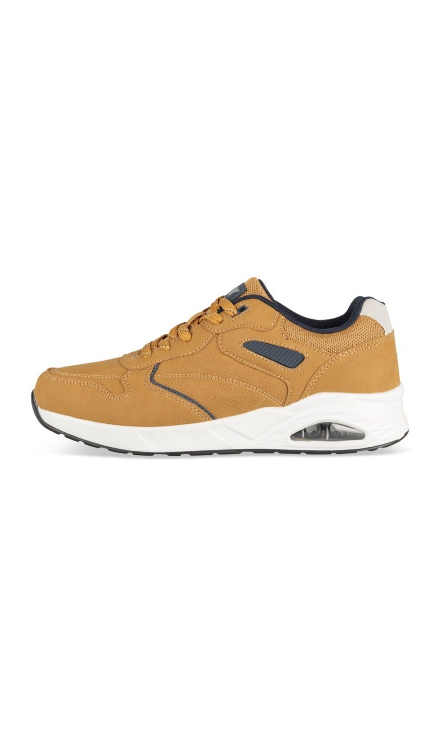 Camel mixed-texture sneakers with air bubble sole