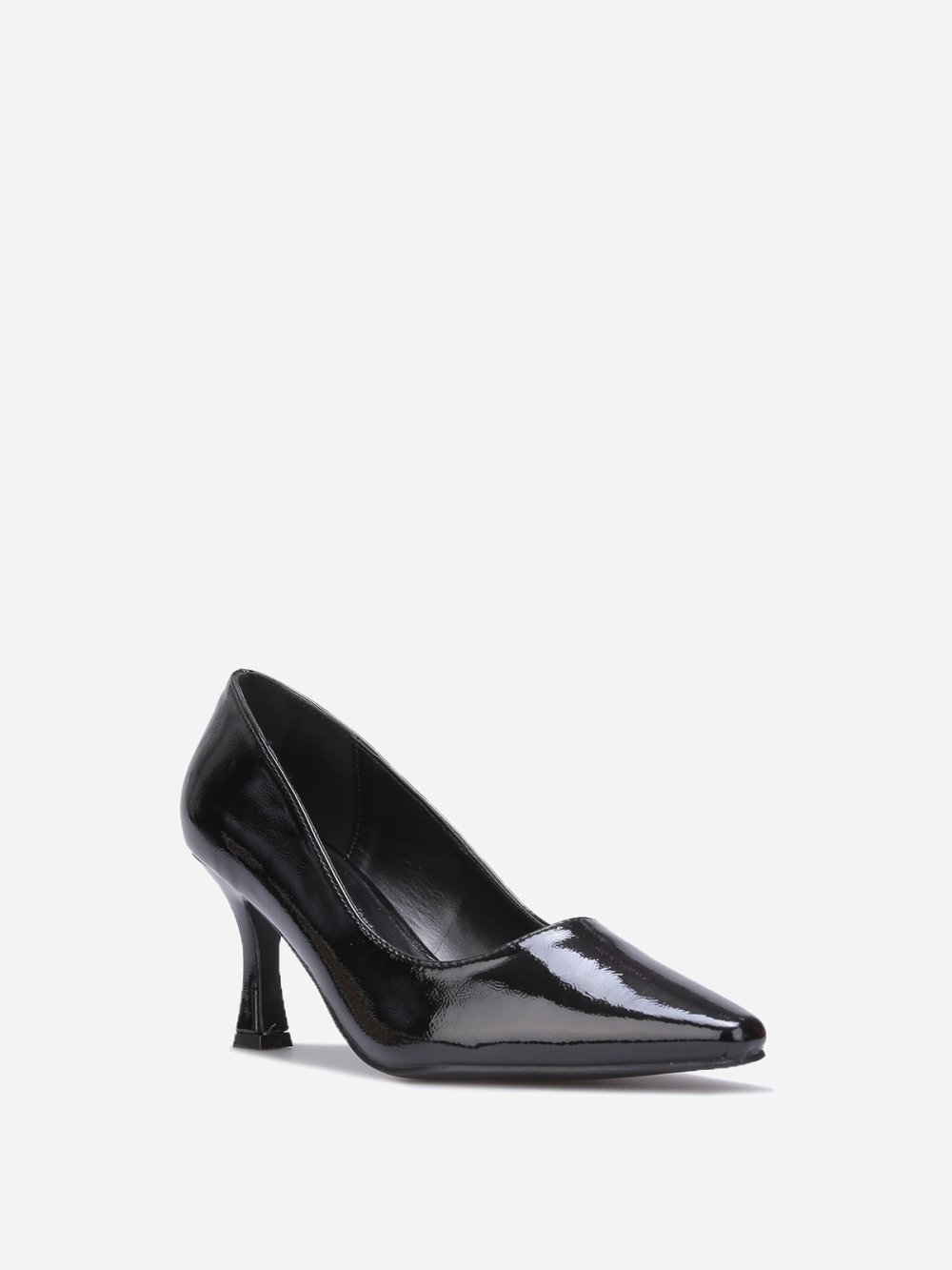 Escarpins vernis pointus à talon bobine noirs
