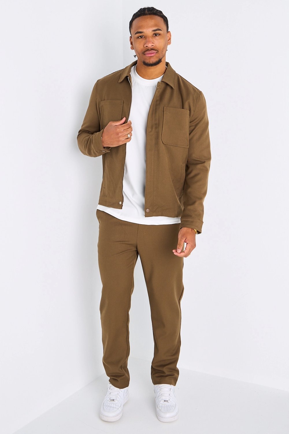 Khaki jacket and trousers set