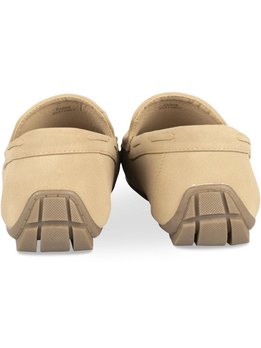 Beige suede-effect driving loafers