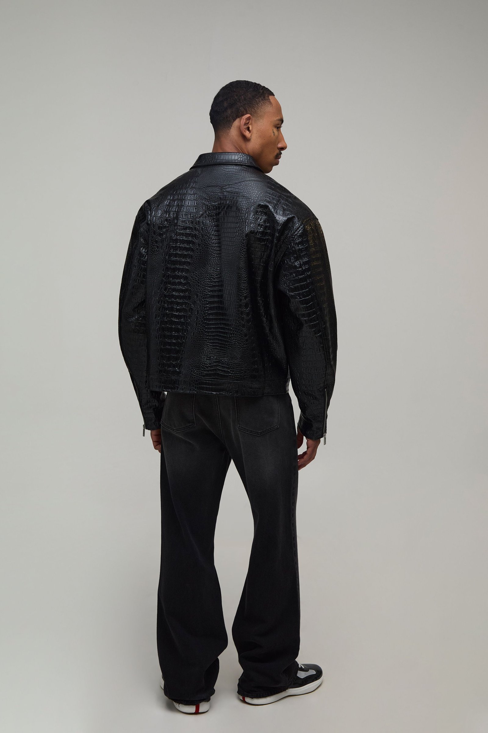 Faux croc Harrington jacket