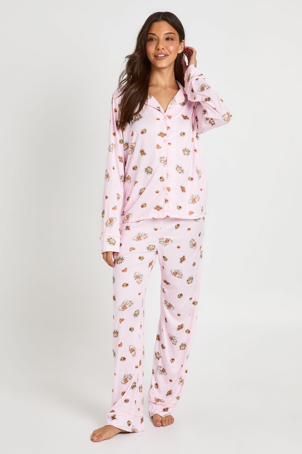Pyjama haut et pantalon imprimé petit-déjeuner