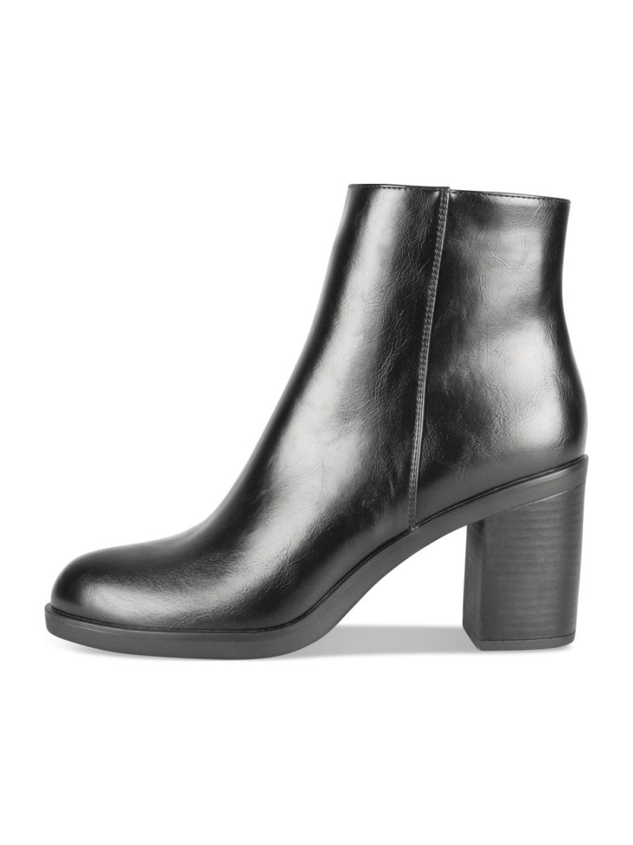 Black block-heel zip ankle boots