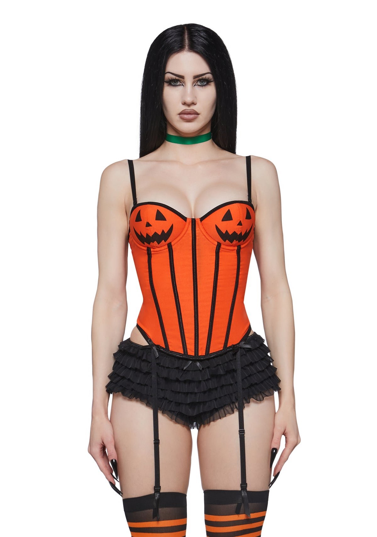 Déguisement citrouille sexy b corset orange