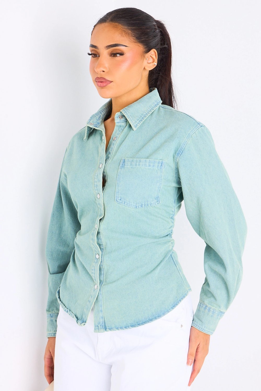 Chemise jean mzayra zre9 délavé