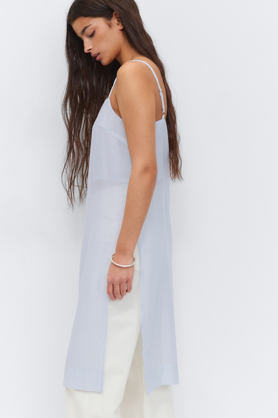 Robe midi transparente rayée