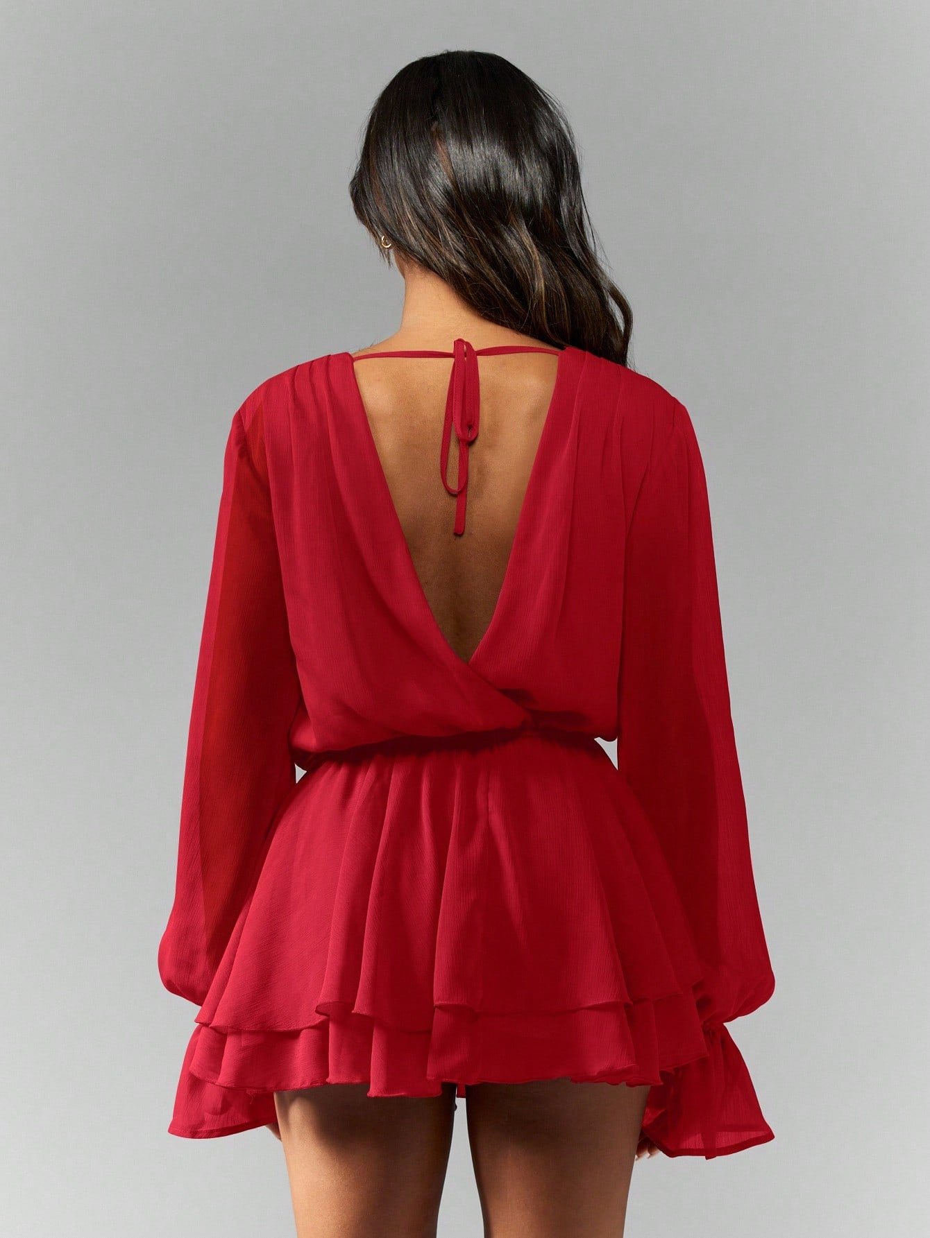 Robe 9sira mousseline col bénitier w jupe b volants