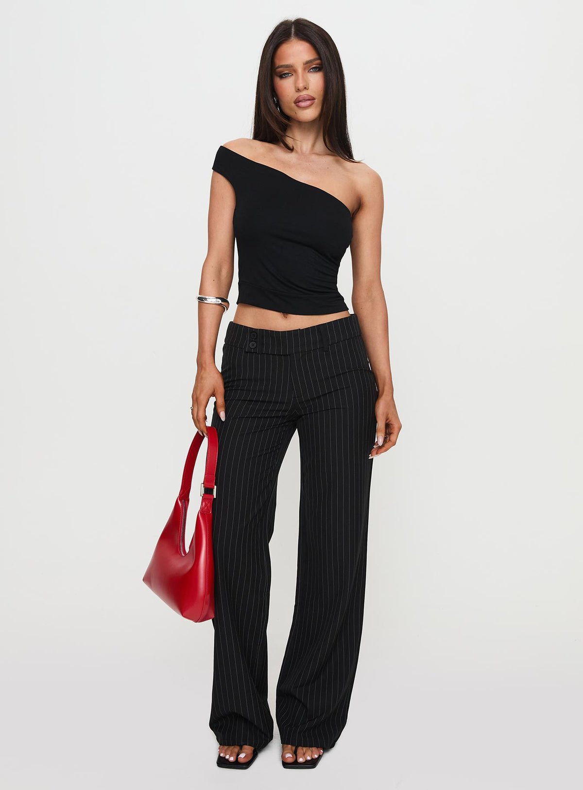 Straight-leg pinstripe pants