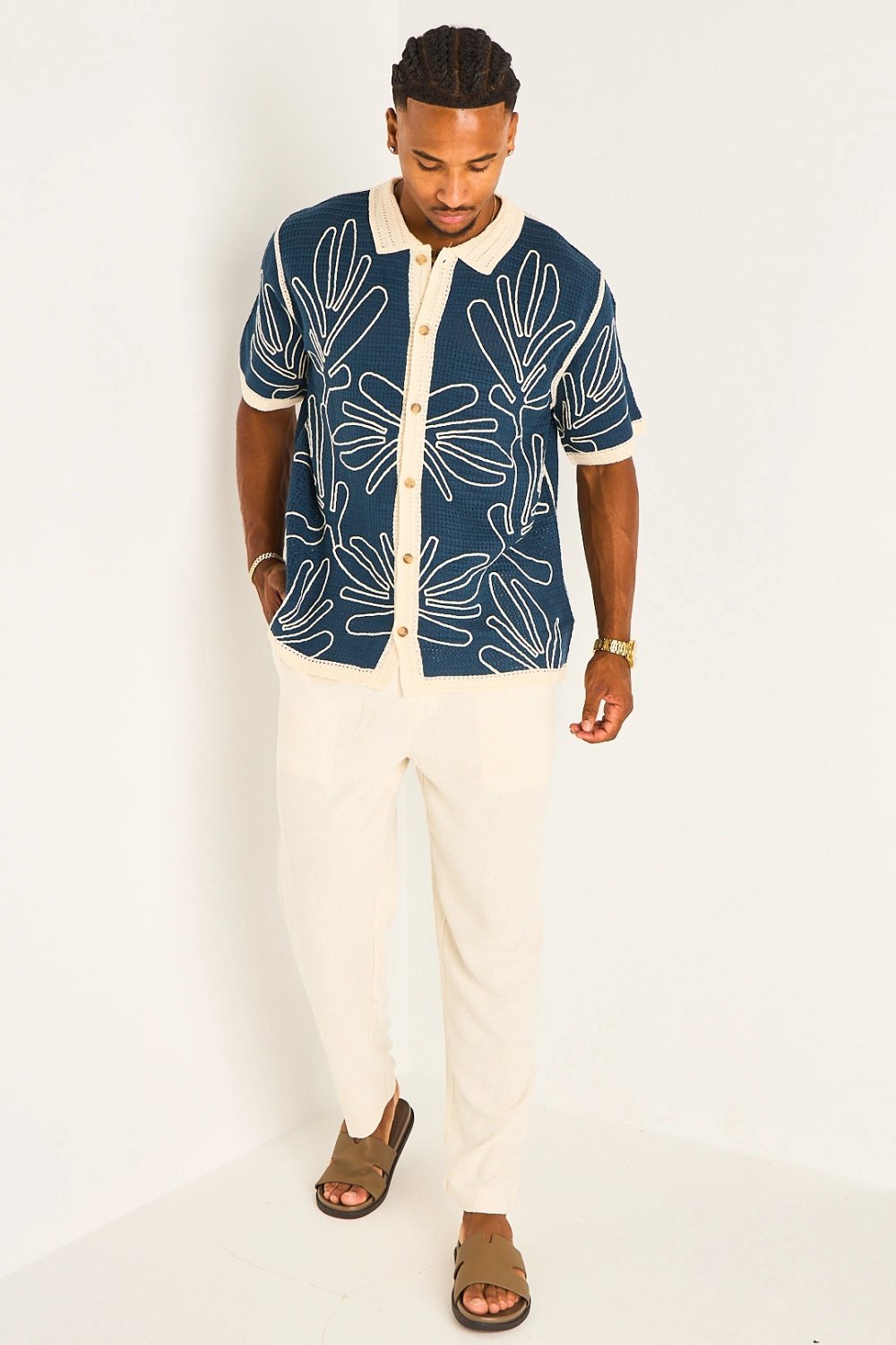 Chemise crochet b manches 9sar bleu marine