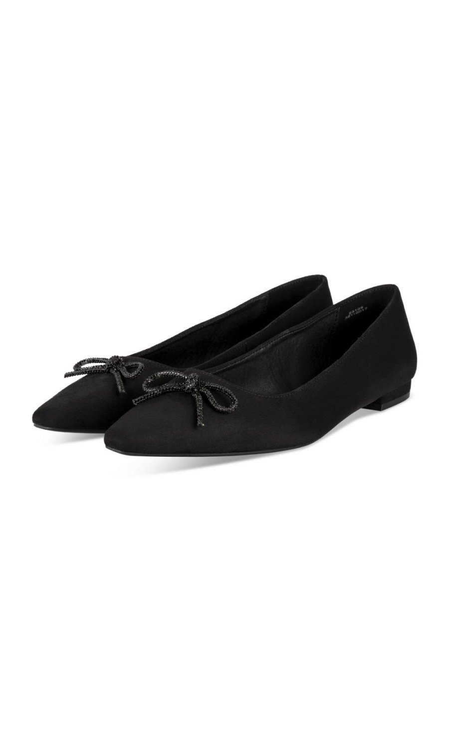 Black faux suede pointed ballerinas
