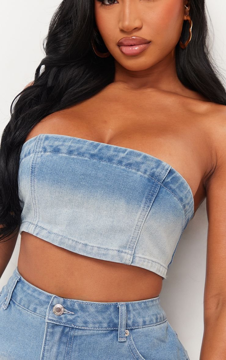 Haut bandeau f denim délavé