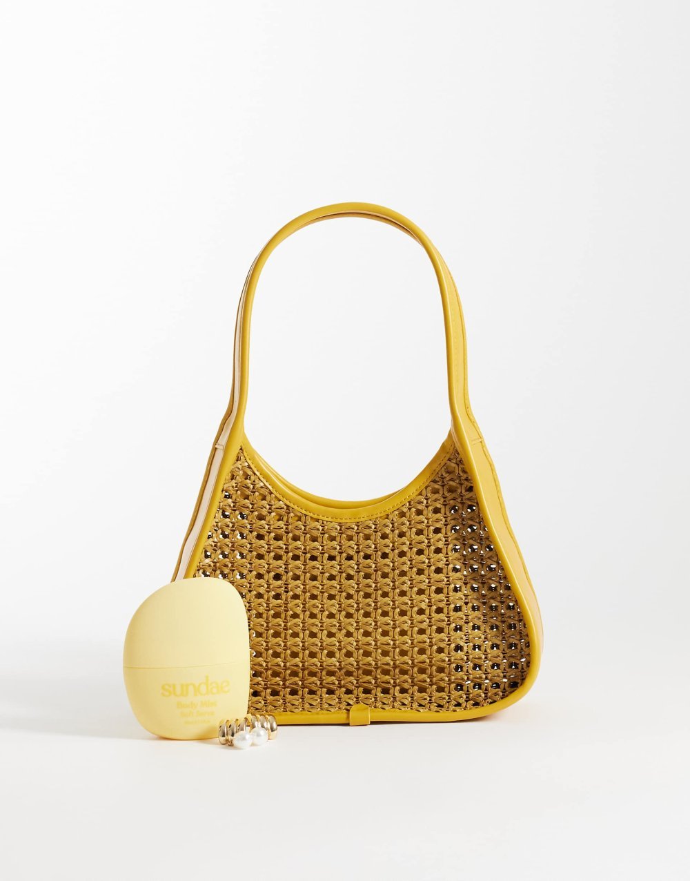 Mustard woven shoulder bag