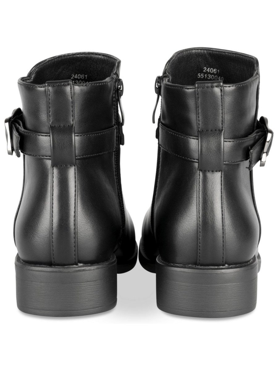 Black ankle boots with buckle strap