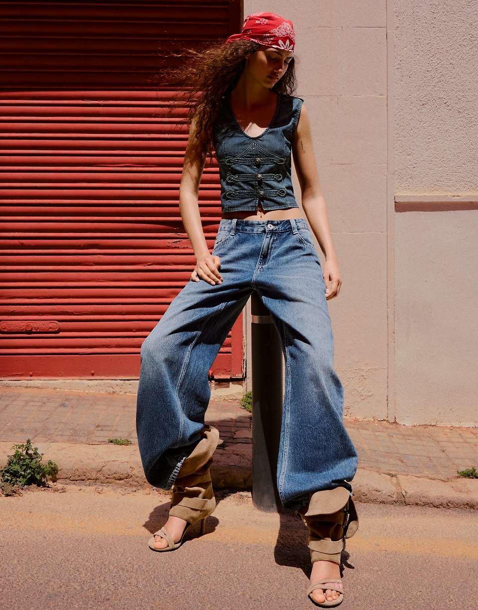 Veste jean bla kmam b boutons - Zre9