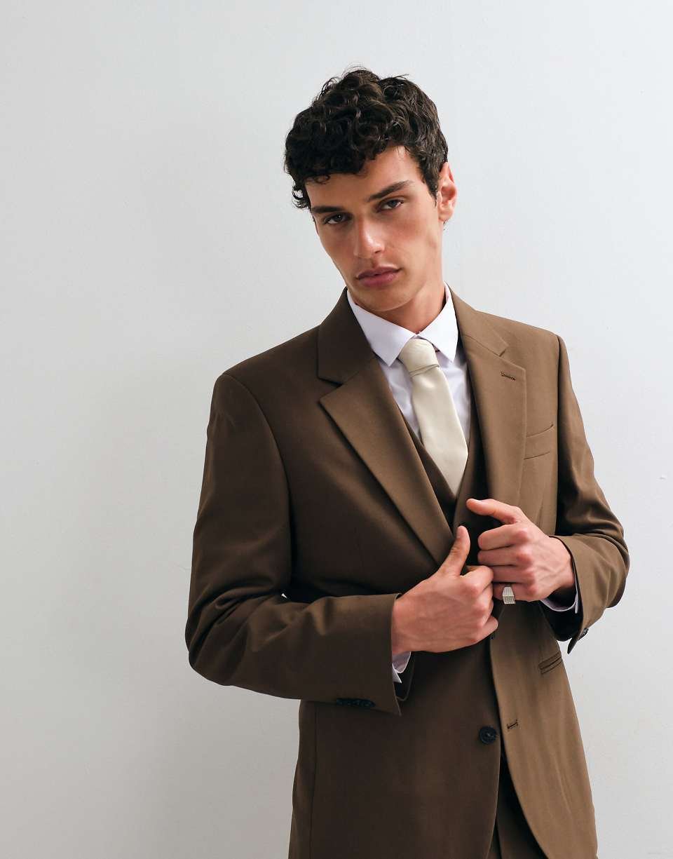 Veste de costume ajustée - Marron moyen