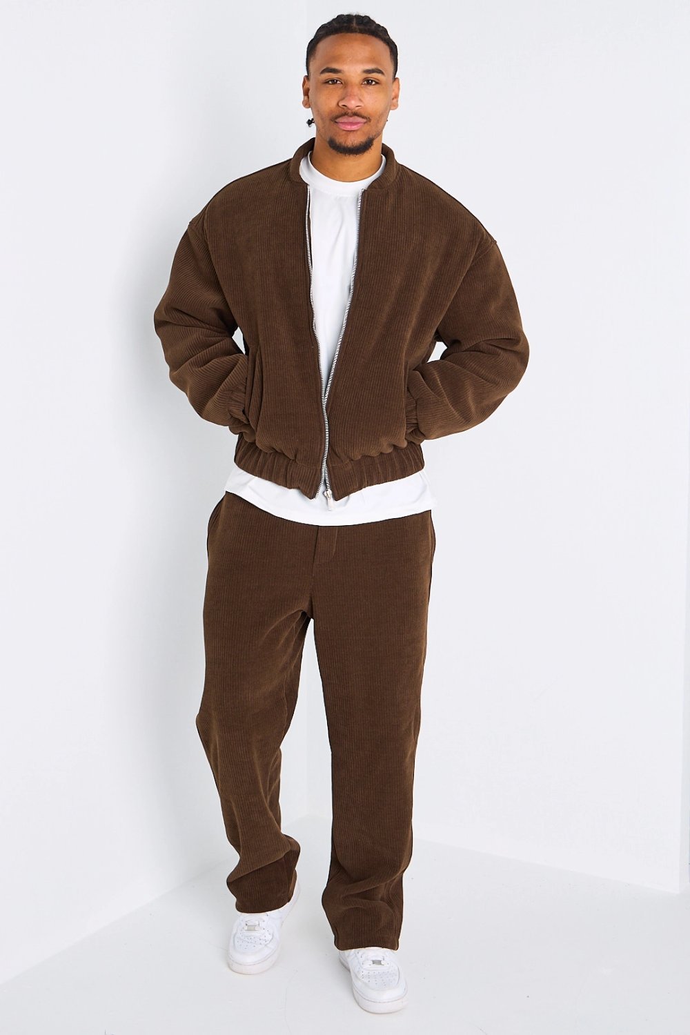 Brown corduroy jacket and trousers set
