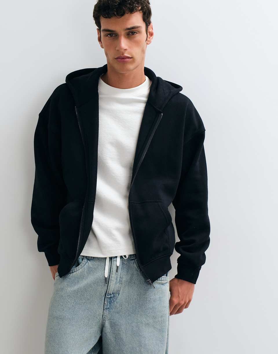 Sweat à capuche oversize zippé noir