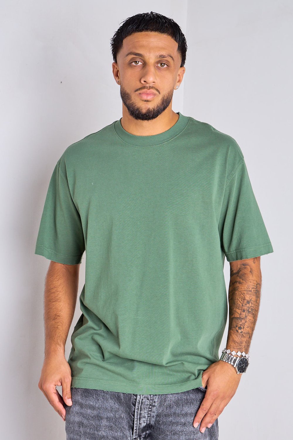 Green oversized washed-effect T-shirt
