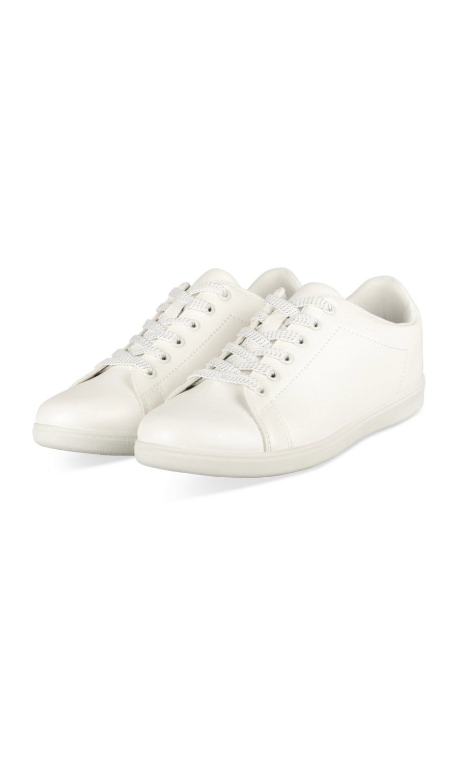 White iridescent low-top sneakers