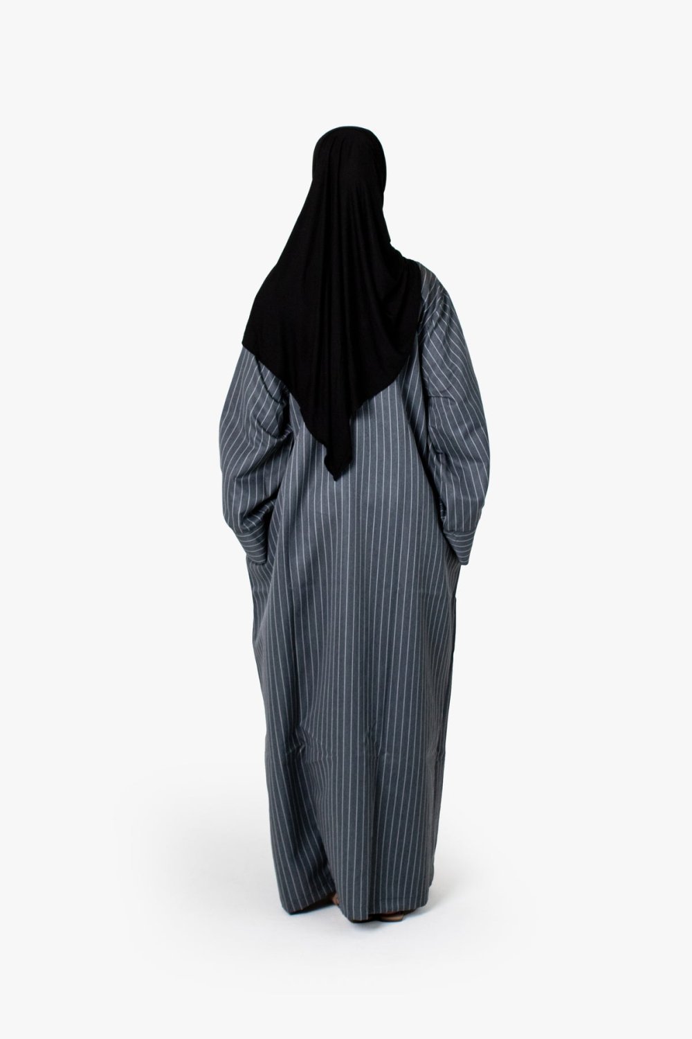 Abaya kimono rayée - Gris ardoise