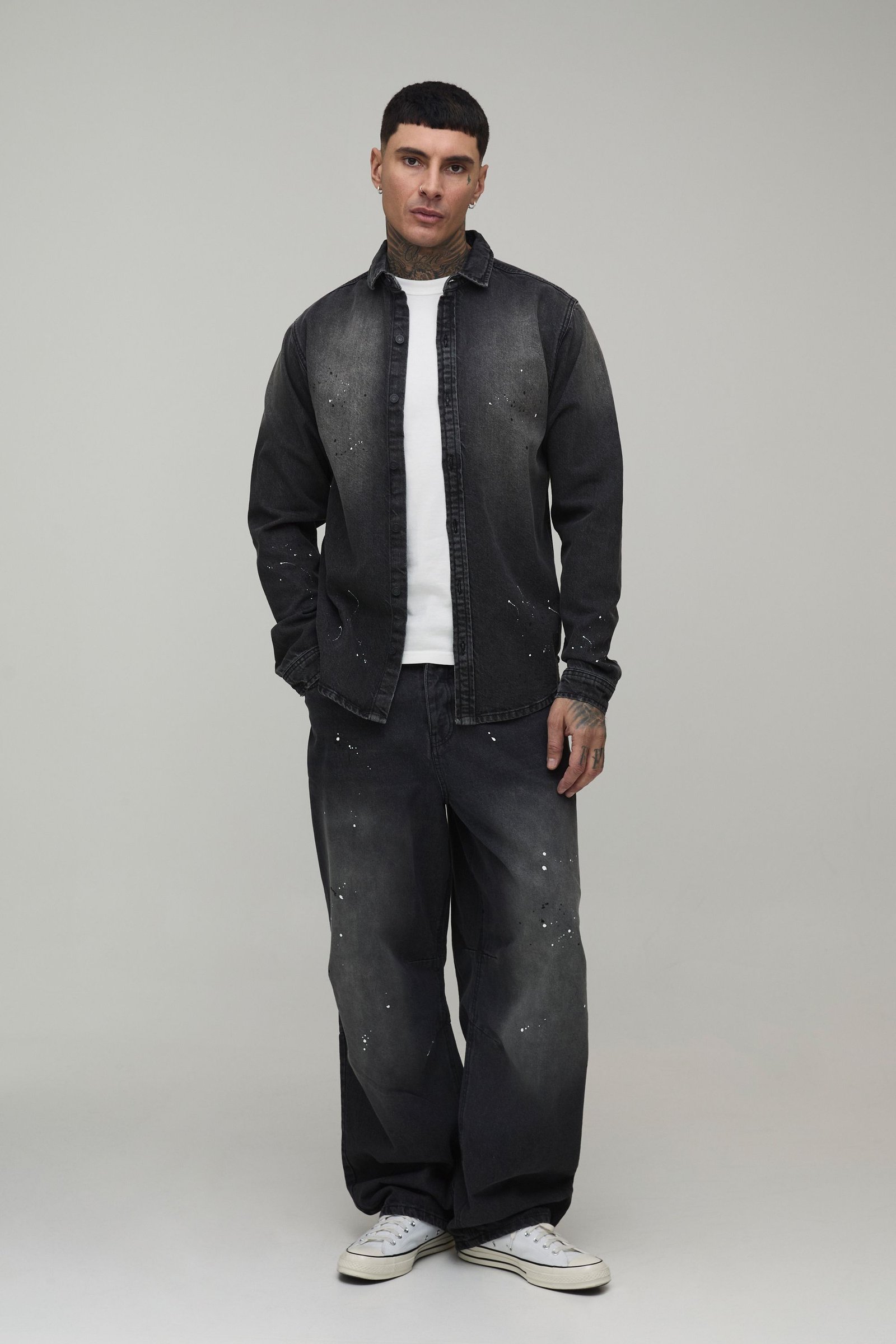 Chemise denim délavée b tbe9ea dyal sbagha