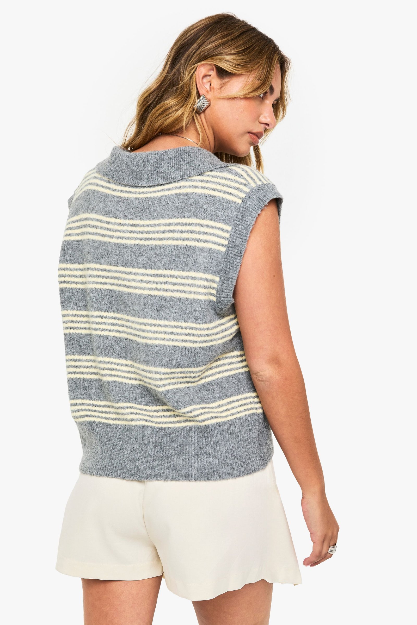 Gilet bla kmam tricot mkhettet