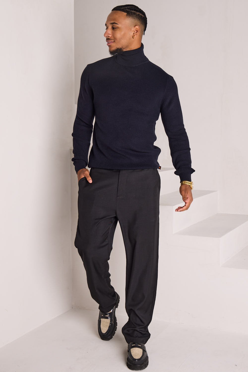 Pull côtelé b col roulé zre9 ghame9