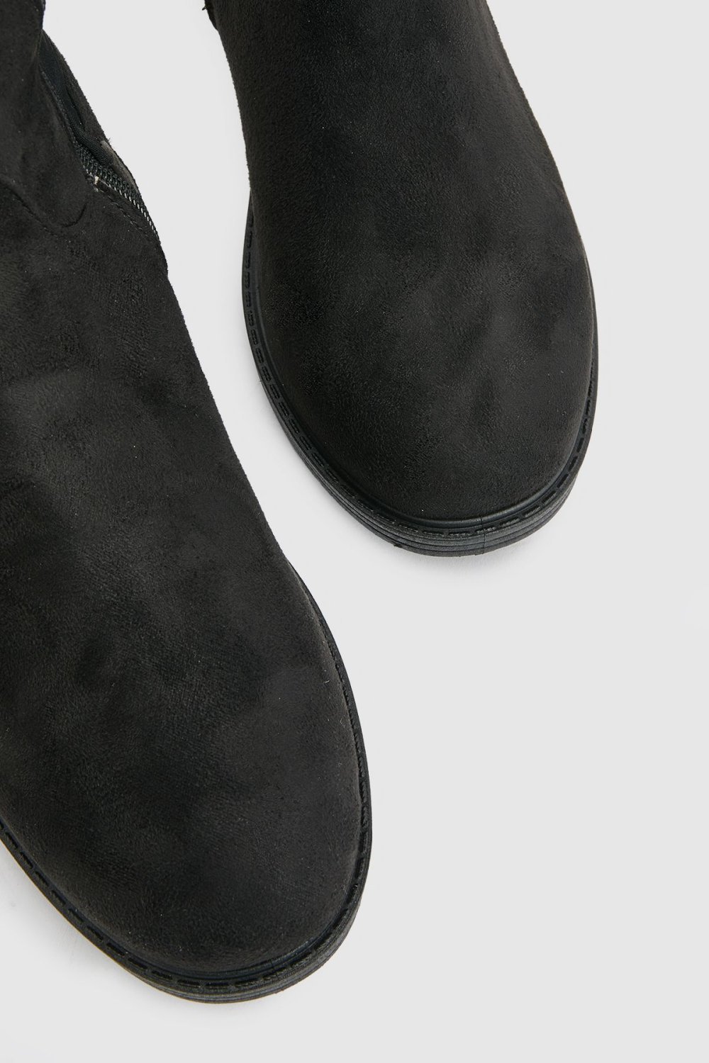 Chunky faux suede knee-high boots