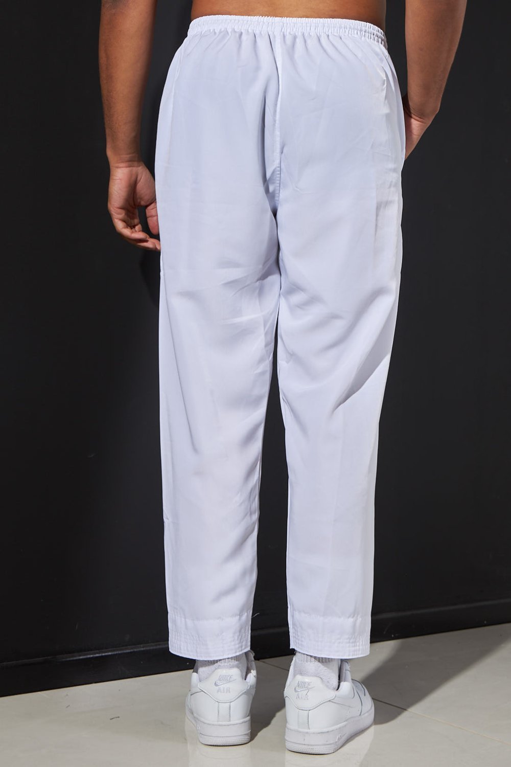 White embroidered qamis and trousers set