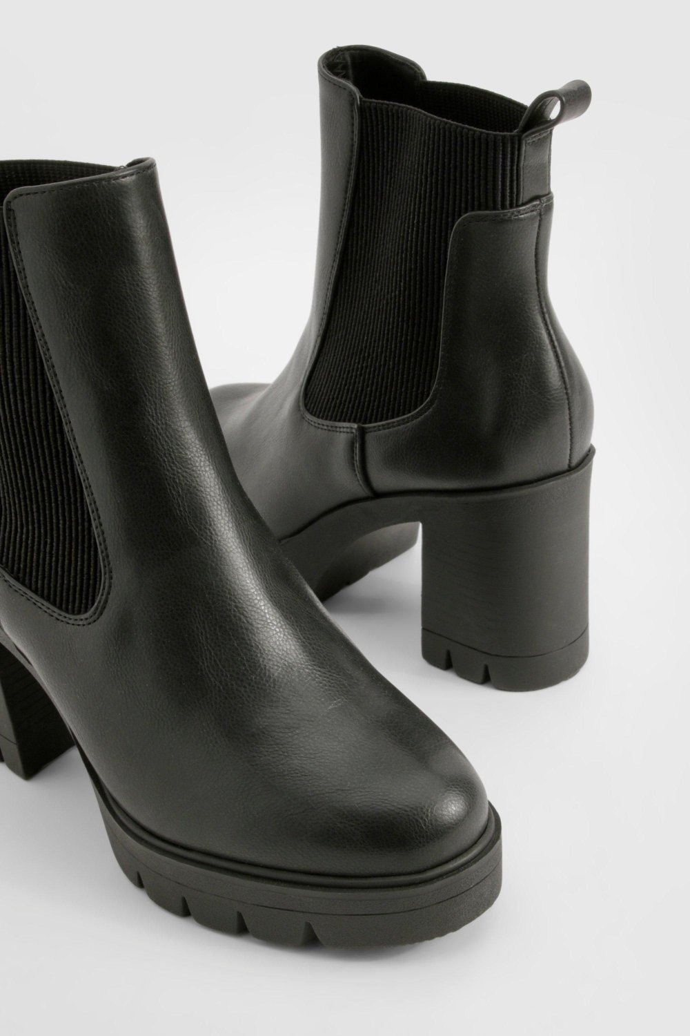 Bottines Chelsea à talon bloc noires - Pied large