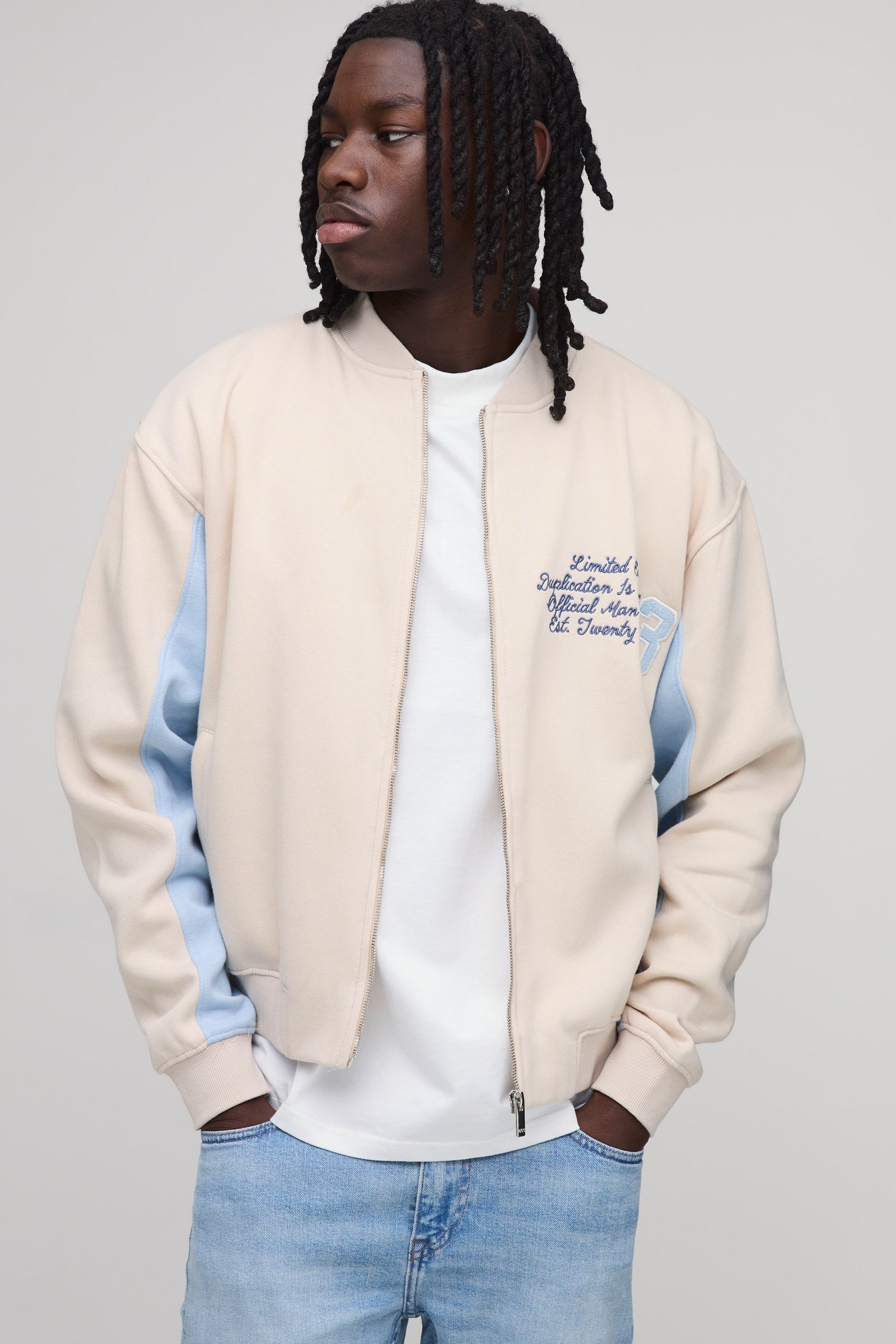 Veste Bomber Universitaire Coupe Ample En Jersey Avec Appliqués