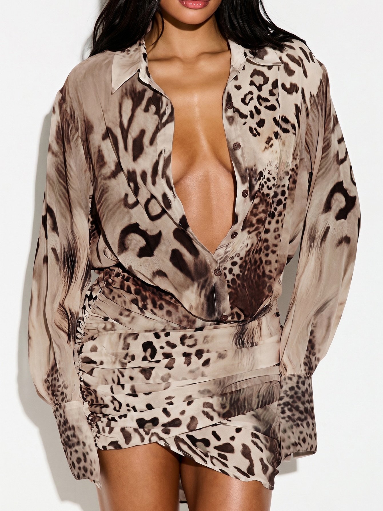 Robe 9sira léopard b kmam twal w sdaf