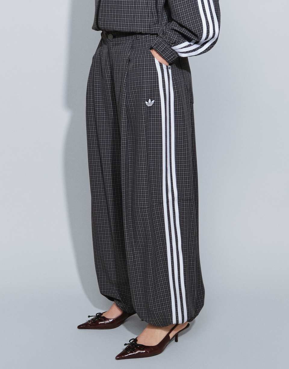 Pantalon ample à carreaux noir