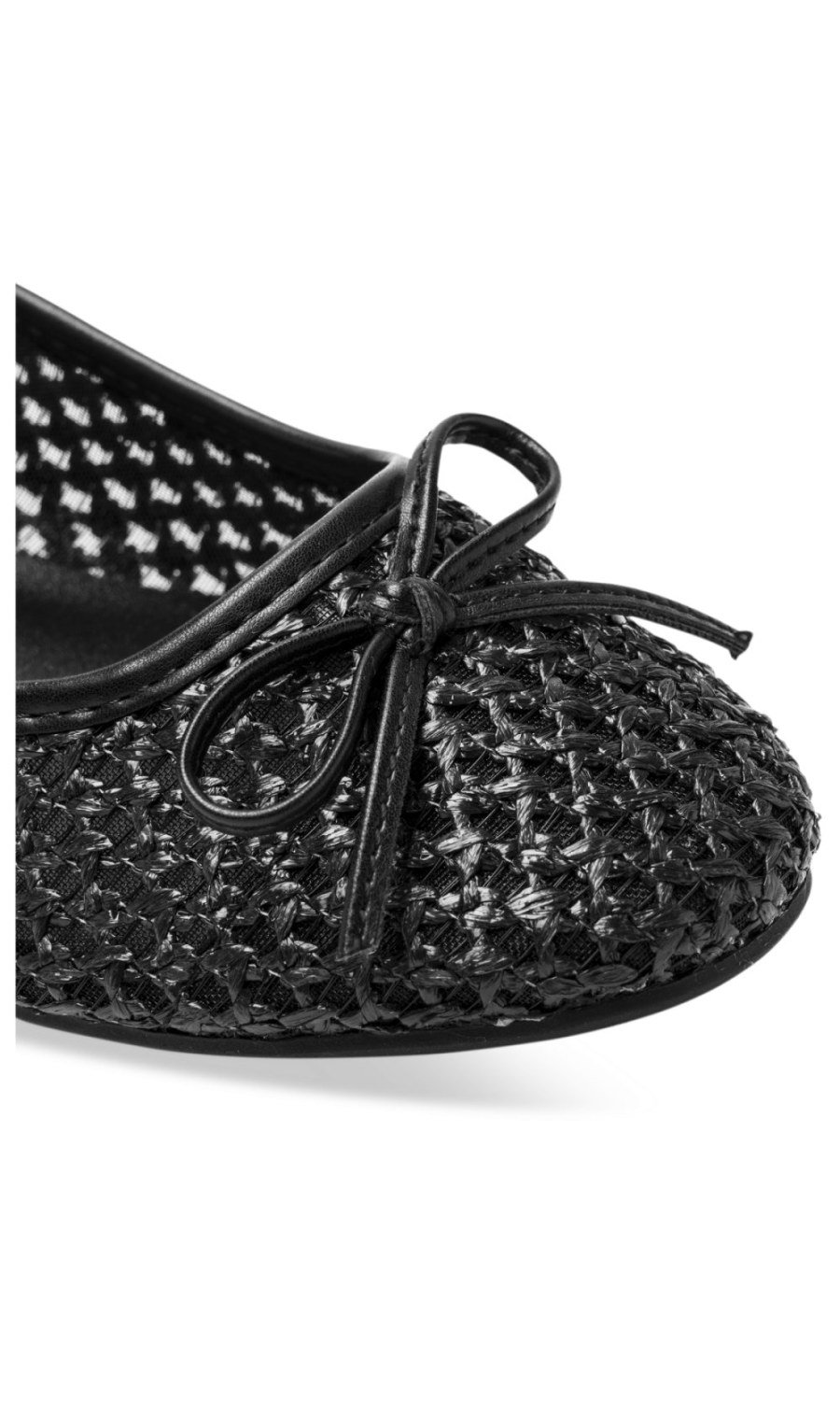 Black woven openwork ballerinas