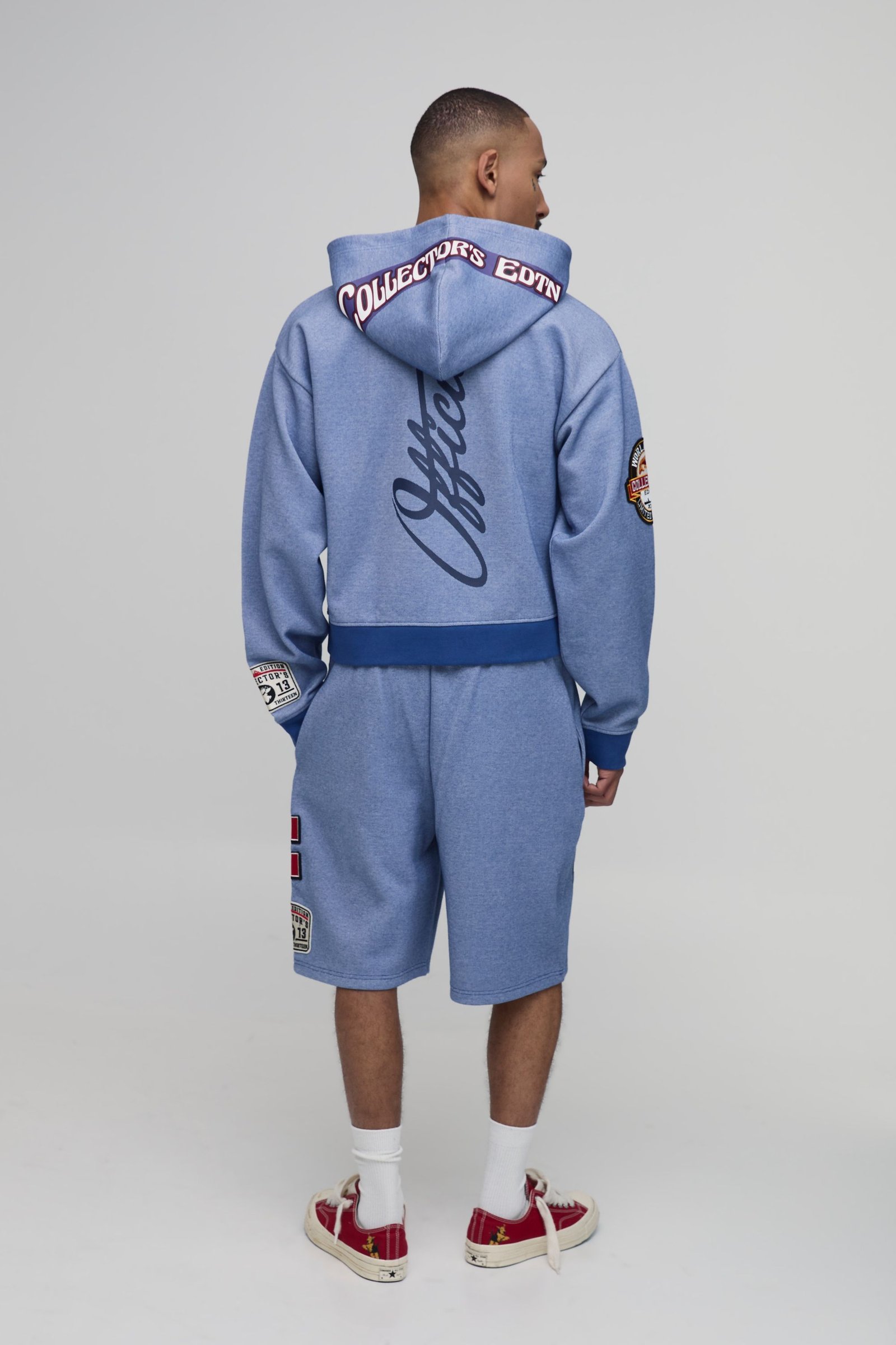 Sweat À Capuche Zippé Piqué Boxy Raccourci Avec Badge Édition Collector