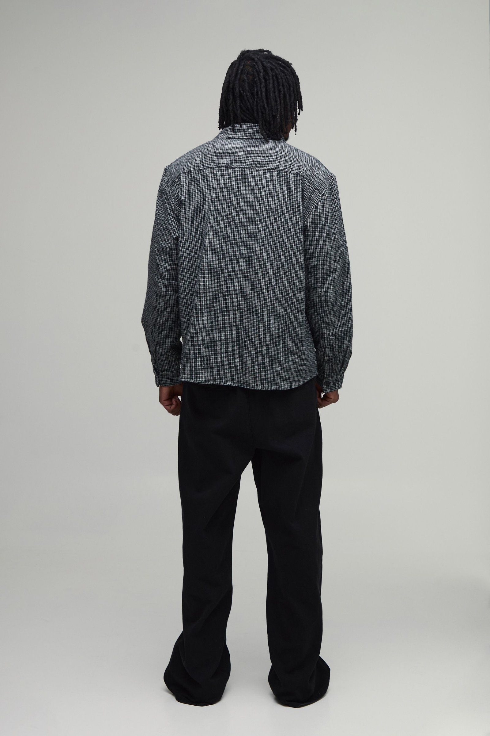 Chemise Grande Taille Coupe Oversize Ourlet Arrondi Micro Carreaux