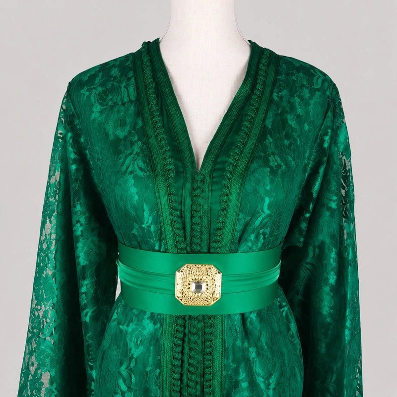 Takchita en dentelle vert émeraude