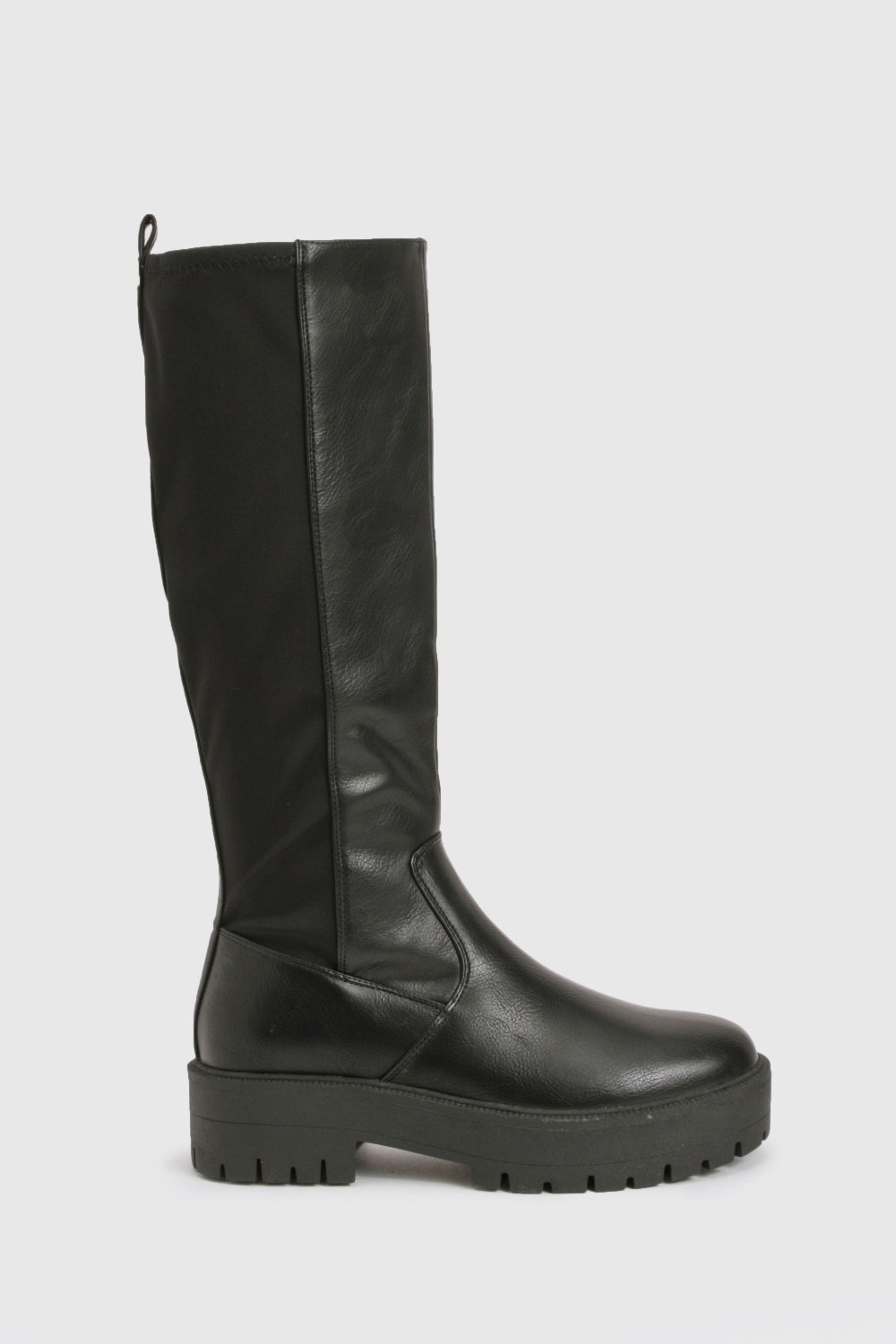 Stretch platform knee-high boots
