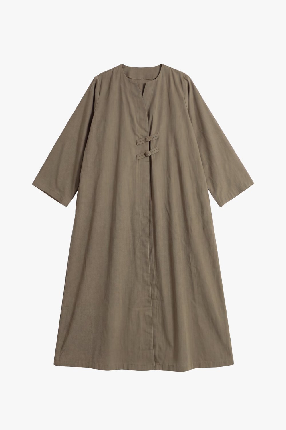 Abaya m7loula b l3a9ad, coton - Khder kaki