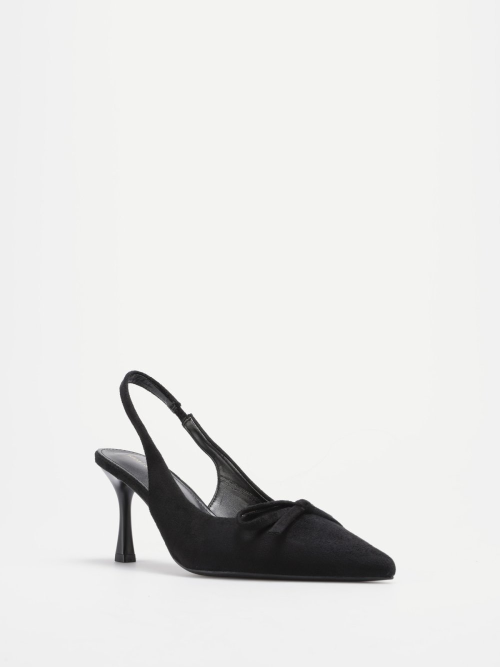 Escarpins slingback en suédine à nœud noirs