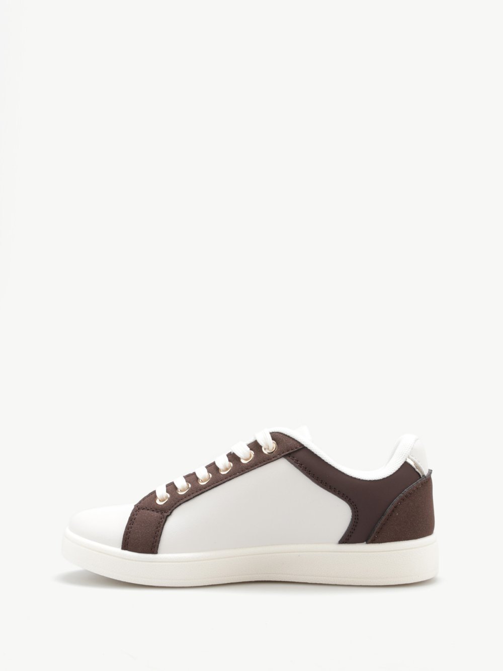Baskets basses à lacets et zip beige et marron