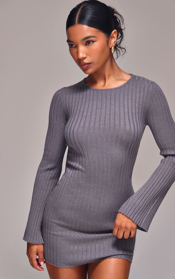 Rib knit mini dress