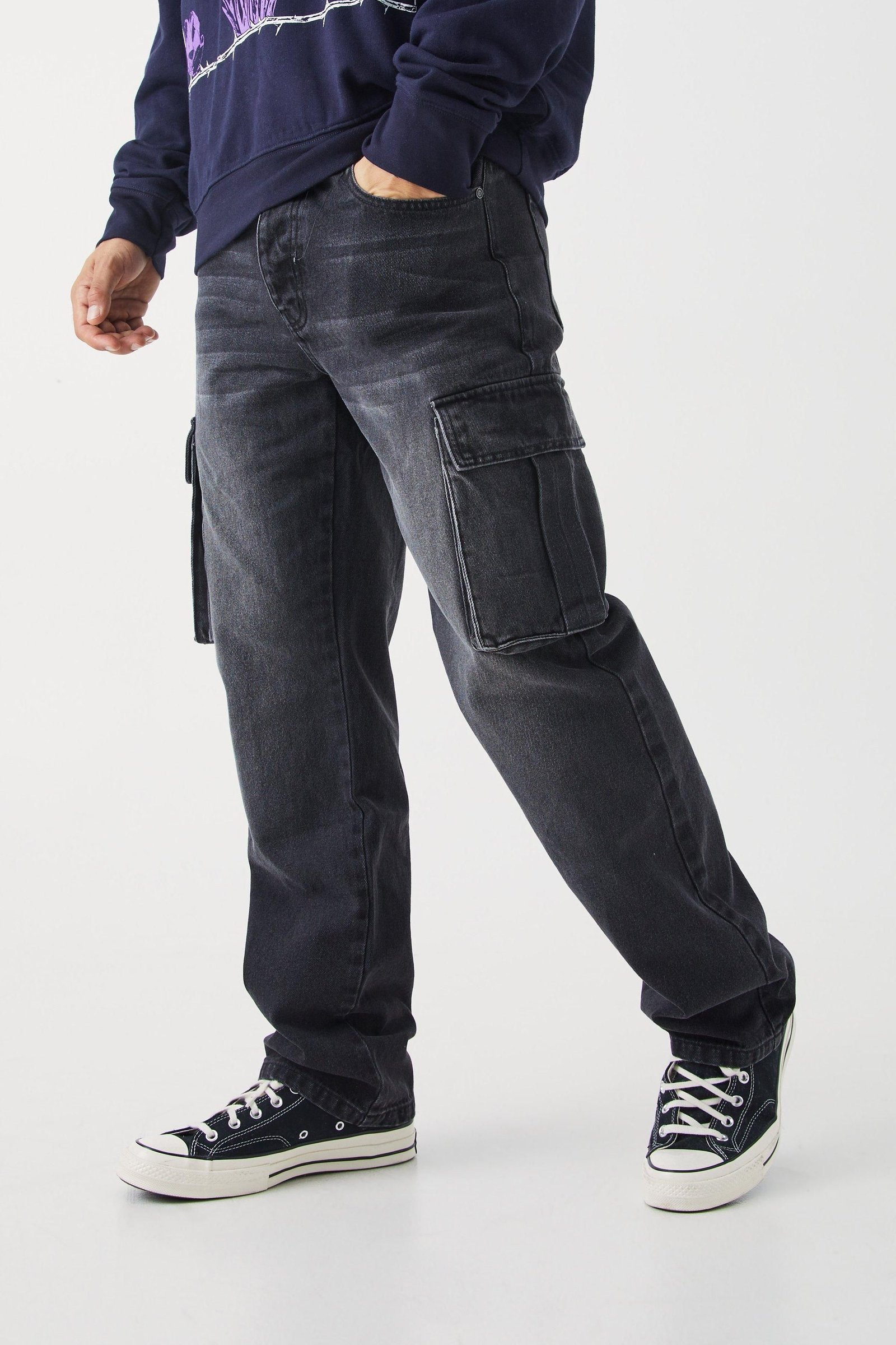 Jeans cargo lavés Relaxed Rigid