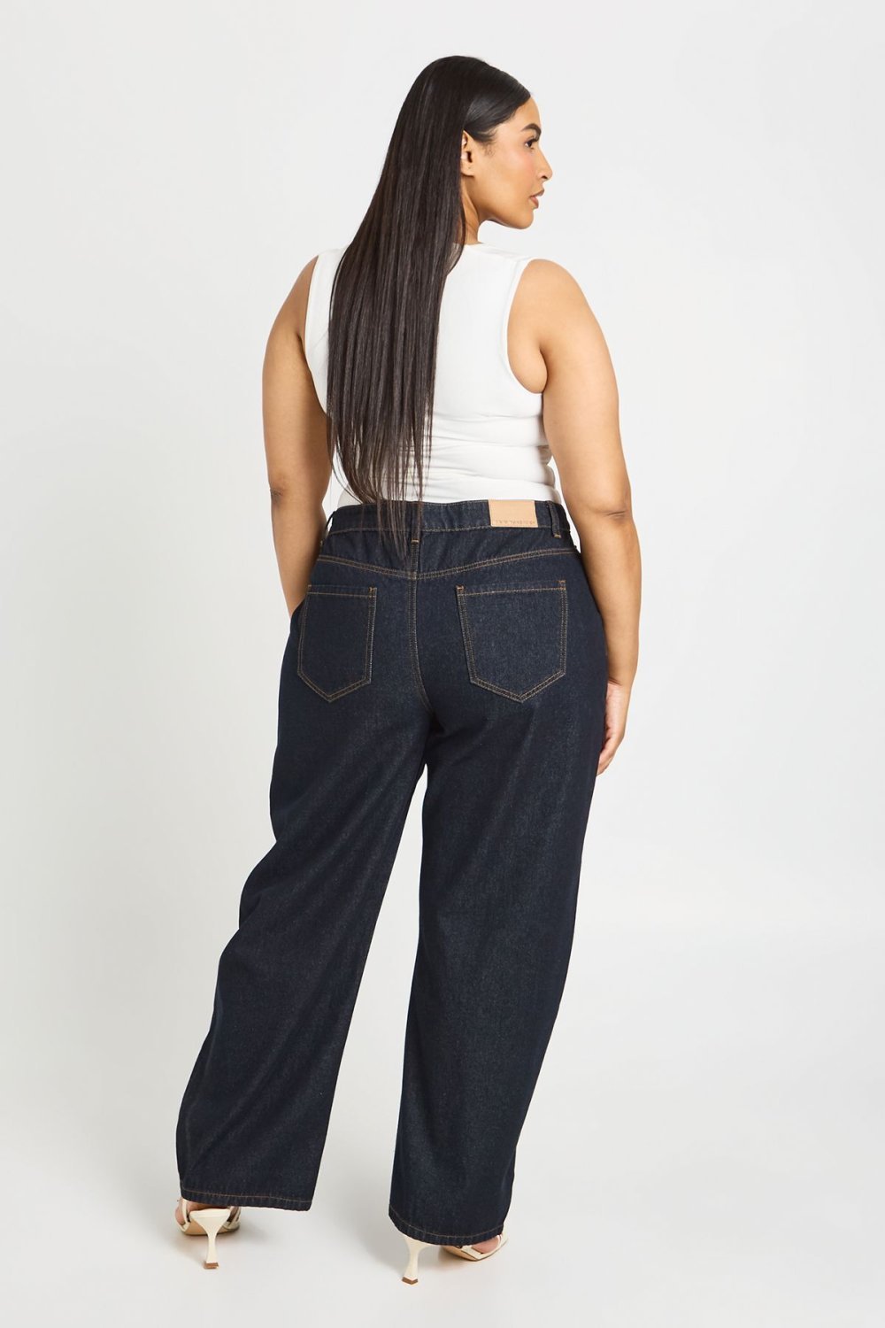 Jean barrel taille haute indigo - Grande taille